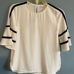 Calvin Klein Ivory Blouse with Black Accents